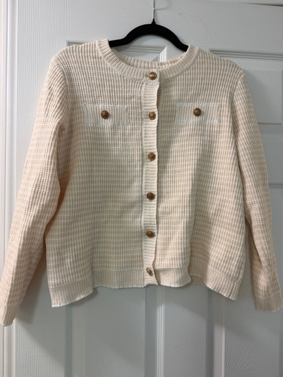 None Jackets & Blazers - Elegant Cream Button-Up Knit Blazer Jacket